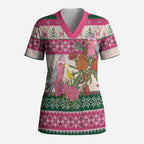 Aussie Galah Christmas Scrub Top Festive Knitted Pattern Inspired