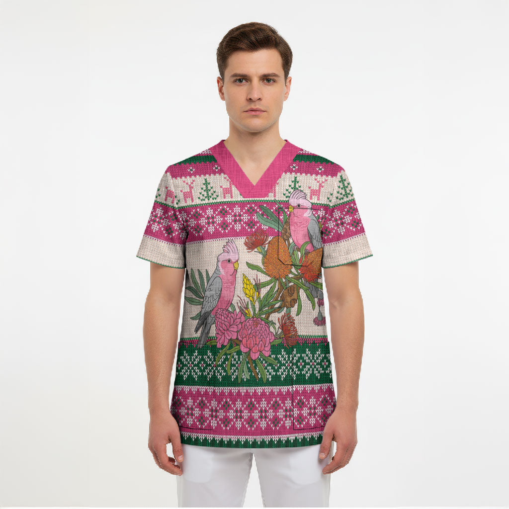 Aussie Galah Christmas Scrub Top Festive Knitted Pattern Inspired
