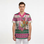 Aussie Galah Christmas Scrub Top Festive Knitted Pattern Inspired