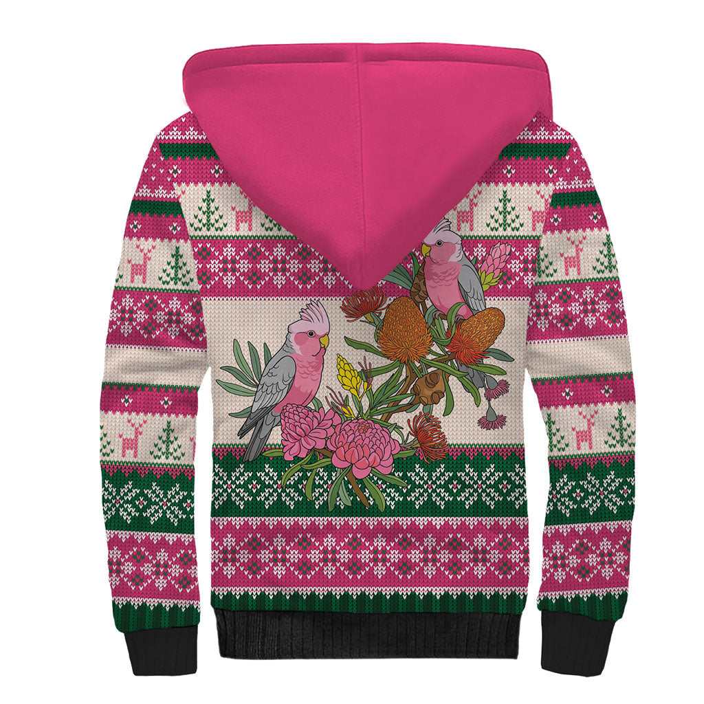 Aussie Galah Christmas Sherpa Hoodie Festive Knitted Pattern Inspired