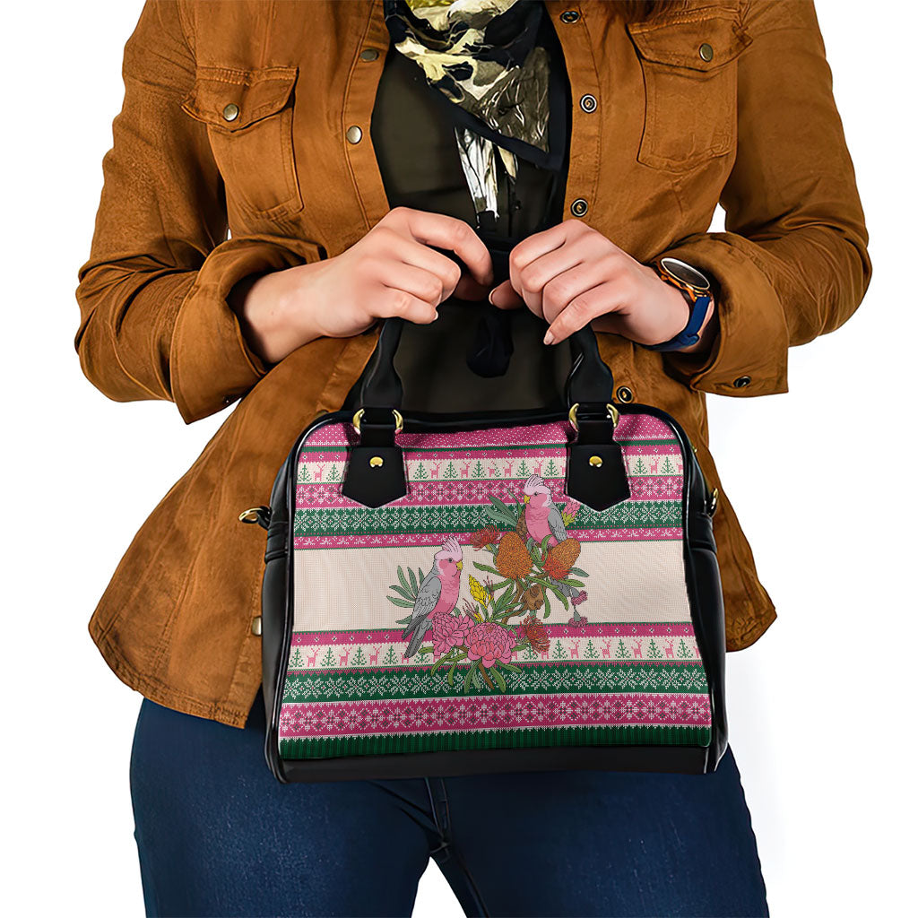 Aussie Galah Christmas Shoulder Handbag Festive Knitted Pattern Inspired