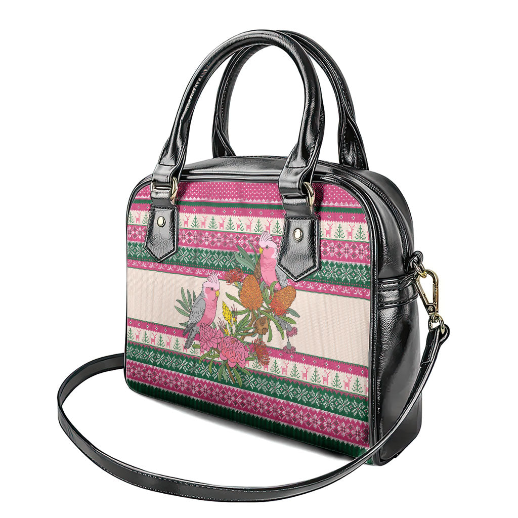Aussie Galah Christmas Shoulder Handbag Festive Knitted Pattern Inspired