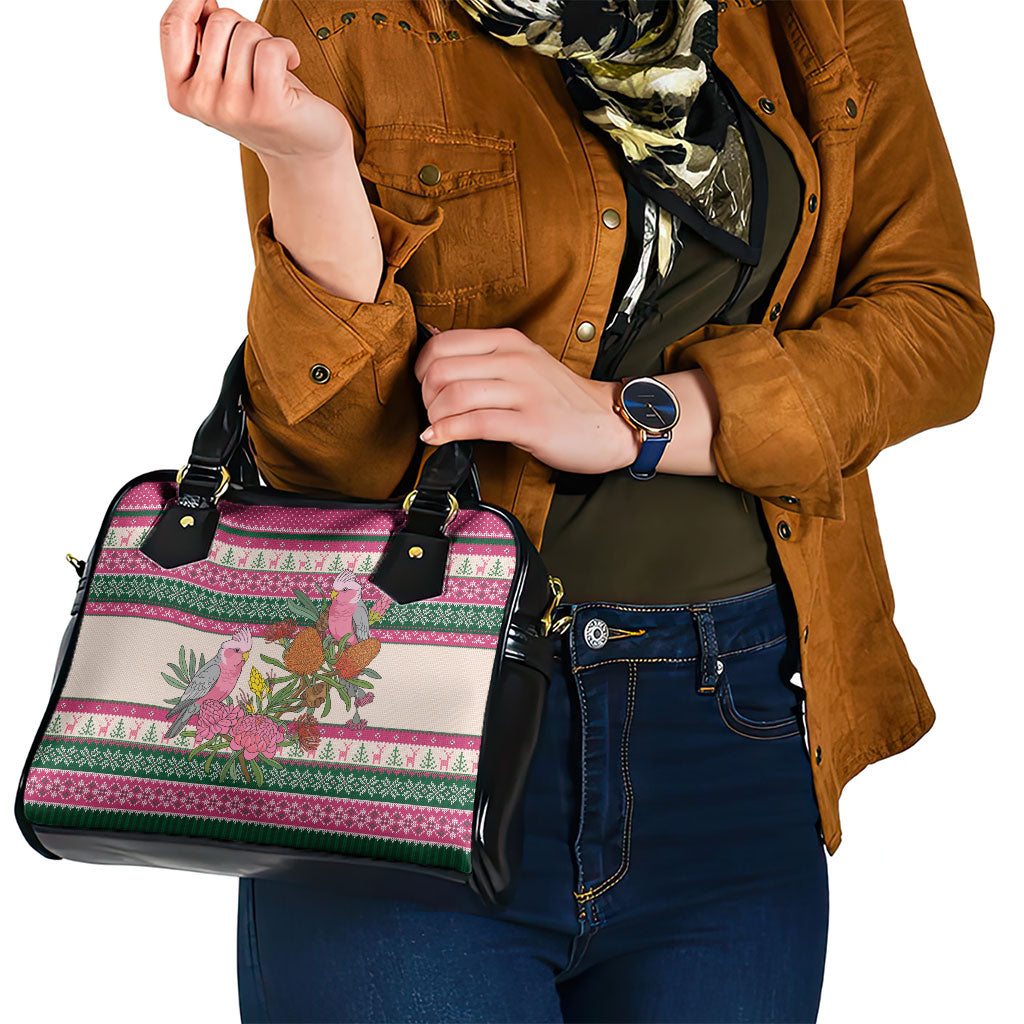 Aussie Galah Christmas Shoulder Handbag Festive Knitted Pattern Inspired