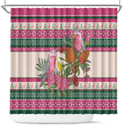 Aussie Galah Christmas Shower Curtain Festive Knitted Pattern Inspired