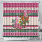 Aussie Galah Christmas Shower Curtain Festive Knitted Pattern Inspired