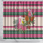 Aussie Galah Christmas Shower Curtain Festive Knitted Pattern Inspired