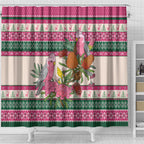 Aussie Galah Christmas Shower Curtain Festive Knitted Pattern Inspired