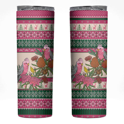 Aussie Galah Christmas Skinny Tumbler Festive Knitted Pattern Inspired
