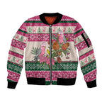 Aussie Galah Christmas Sleeve Zip Bomber Jacket Festive Knitted Pattern Inspired