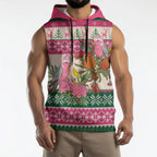 Aussie Galah Christmas Sleeveless Hoodie Festive Knitted Pattern Inspired