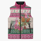Aussie Galah Christmas Sleeveless Puffer Jacket Festive Knitted Pattern Inspired