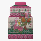 Aussie Galah Christmas Sleeveless Puffer Jacket Festive Knitted Pattern Inspired