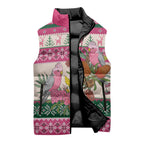 Aussie Galah Christmas Sleeveless Puffer Jacket Festive Knitted Pattern Inspired