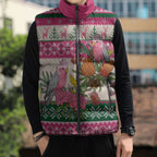 Aussie Galah Christmas Sleeveless Puffer Jacket Festive Knitted Pattern Inspired
