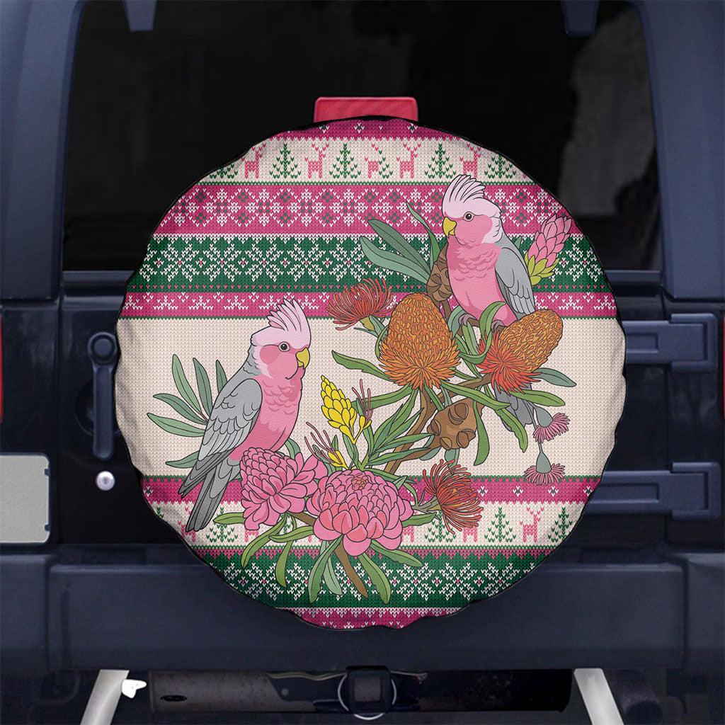 Aussie Galah Christmas Spare Tire Cover Festive Knitted Pattern Inspired