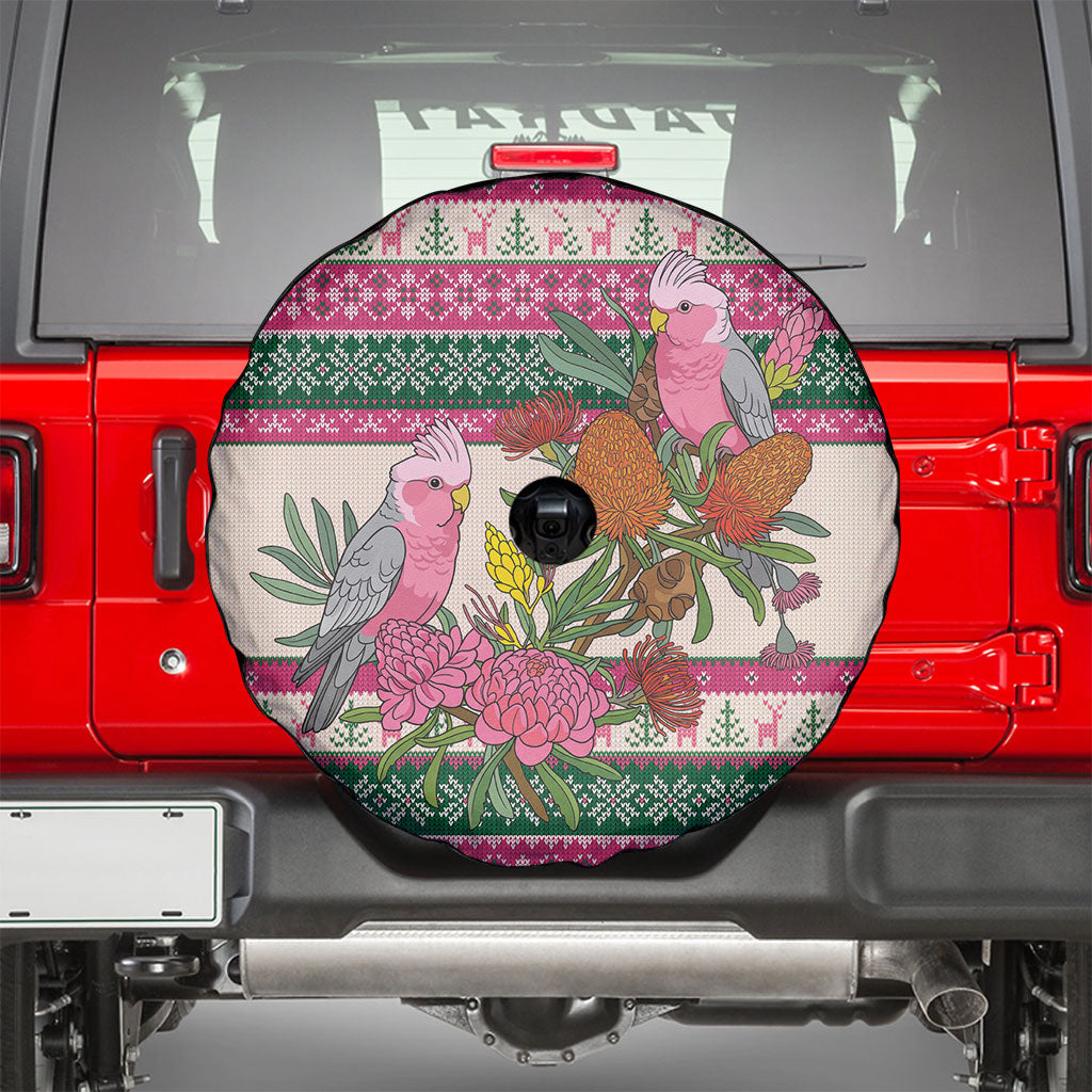 Aussie Galah Christmas Spare Tire Cover Festive Knitted Pattern Inspired
