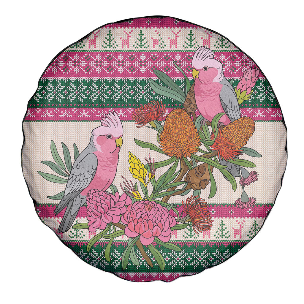 Aussie Galah Christmas Spare Tire Cover Festive Knitted Pattern Inspired