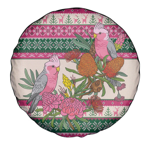 Aussie Galah Christmas Spare Tire Cover Festive Knitted Pattern Inspired