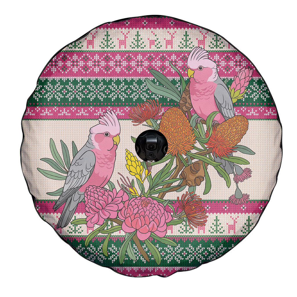 Aussie Galah Christmas Spare Tire Cover Festive Knitted Pattern Inspired