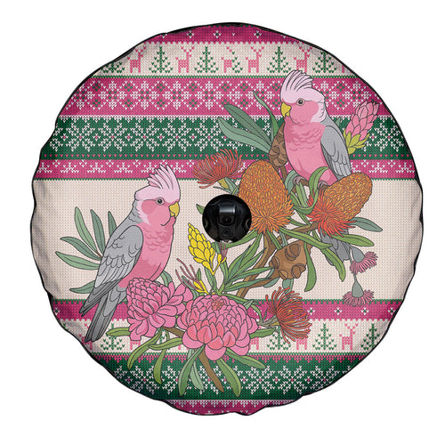 Aussie Galah Christmas Spare Tire Cover Festive Knitted Pattern Inspired