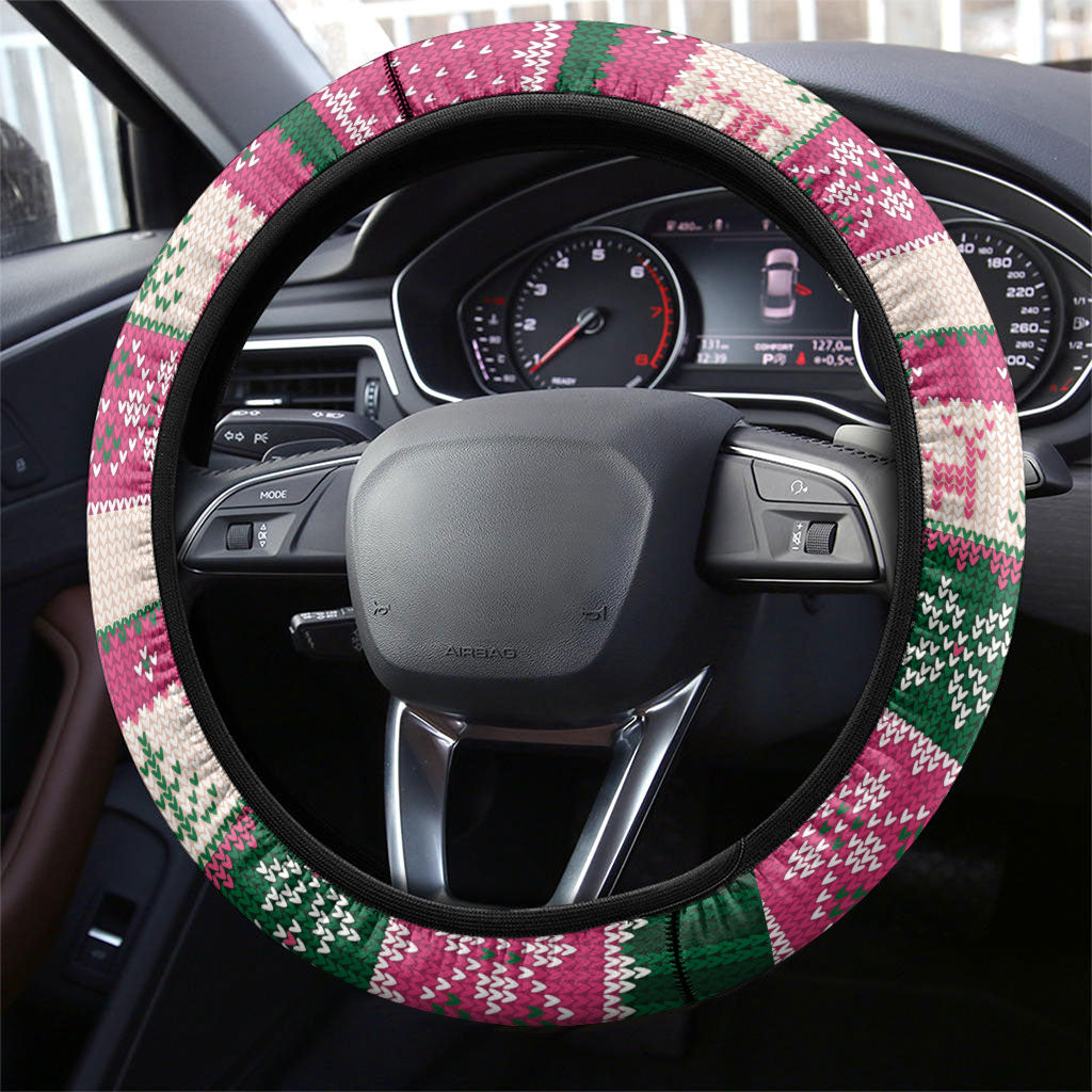 Aussie Galah Christmas Steering Wheel Cover Festive Knitted Pattern Inspired