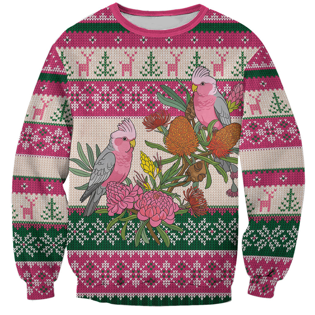 Aussie Galah Christmas Sweatshirt Festive Knitted Pattern Inspired