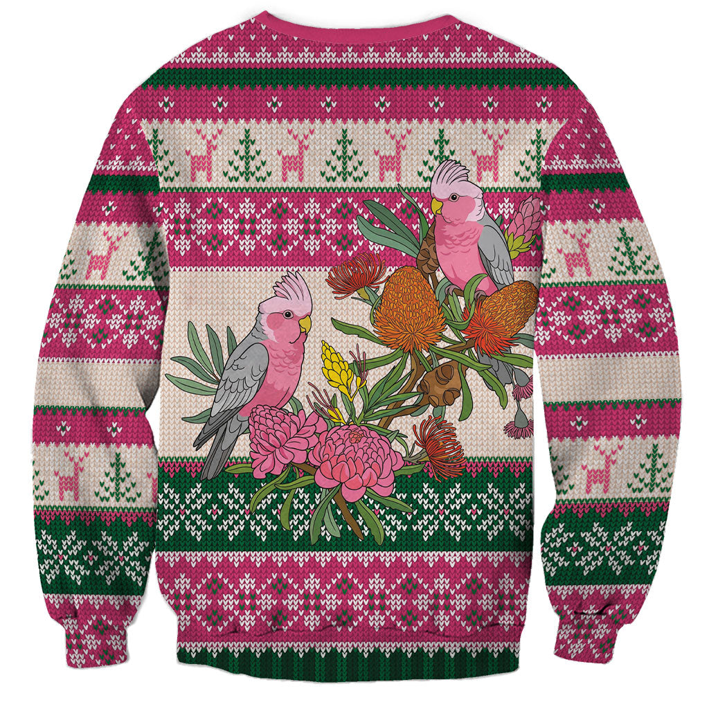 Aussie Galah Christmas Sweatshirt Festive Knitted Pattern Inspired