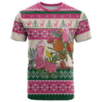 Aussie Galah Christmas T Shirt Festive Knitted Pattern Inspired