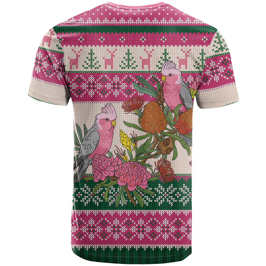 Aussie Galah Christmas T Shirt Festive Knitted Pattern Inspired