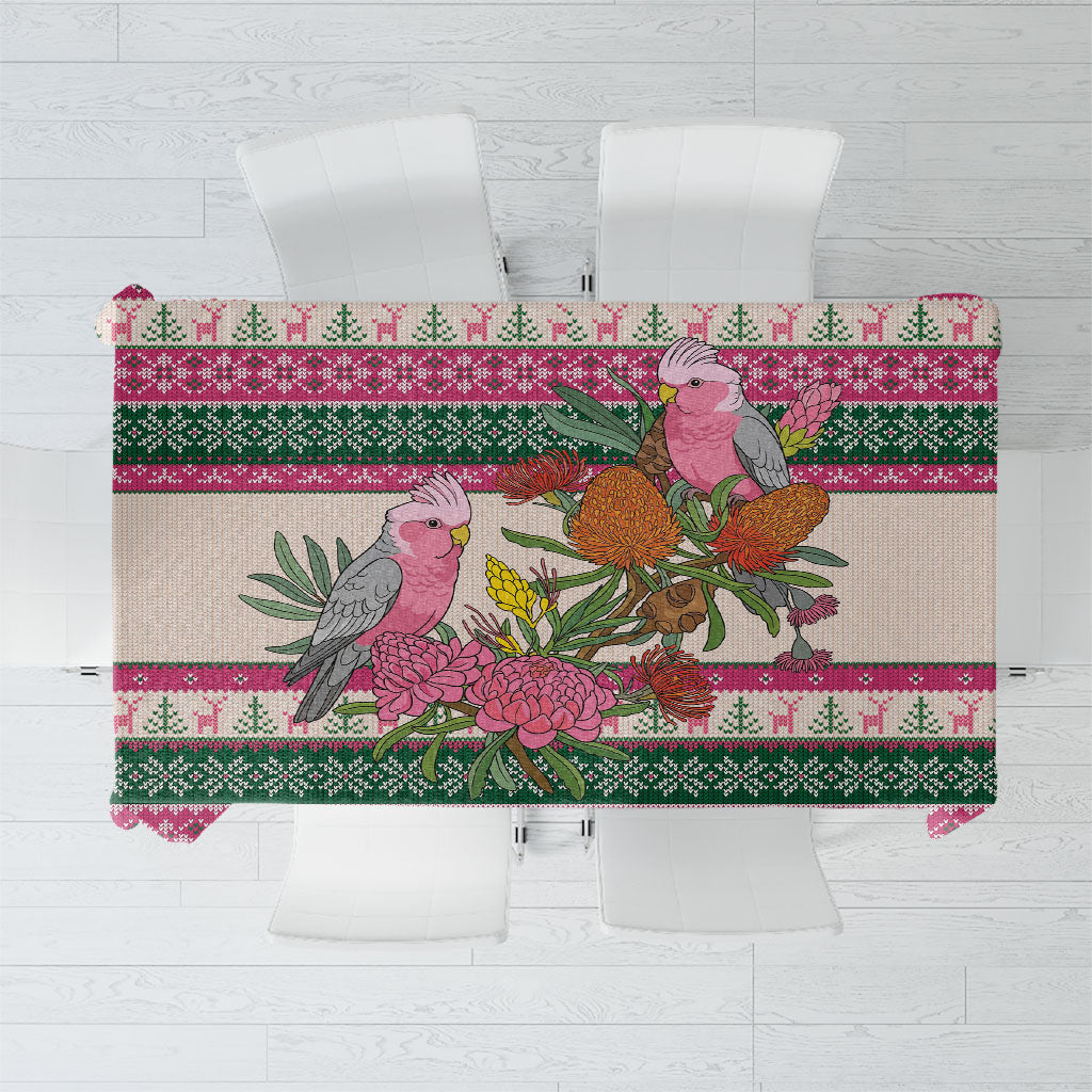 Aussie Galah Christmas Tablecloth Festive Knitted Pattern Inspired