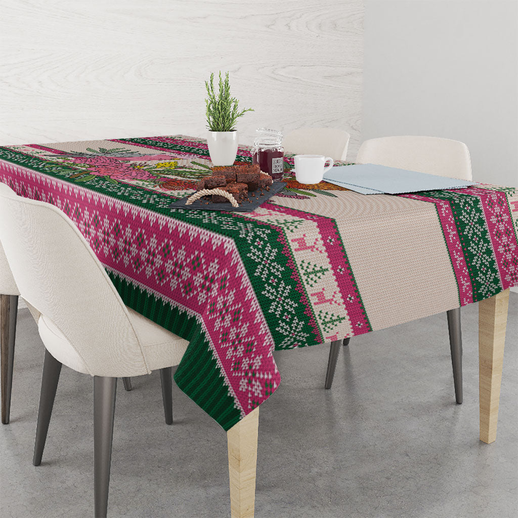 Aussie Galah Christmas Tablecloth Festive Knitted Pattern Inspired