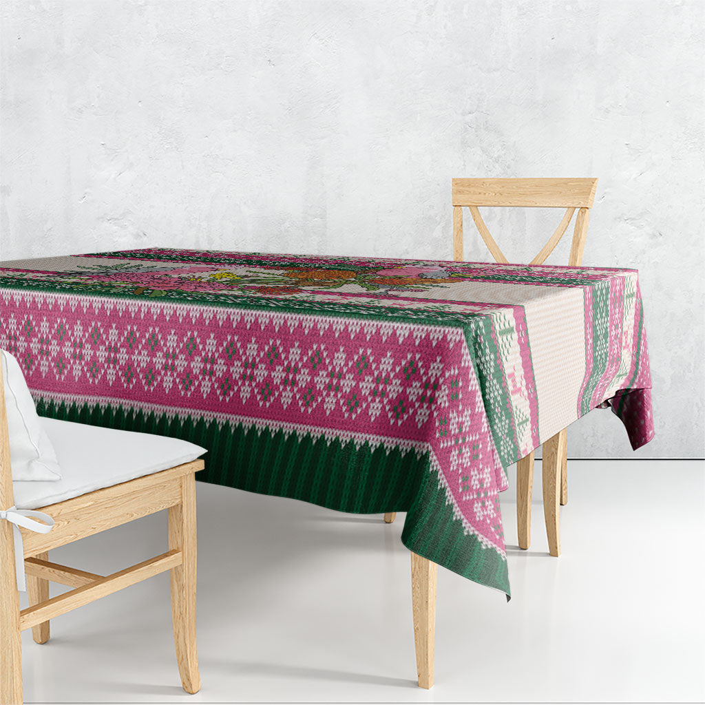 Aussie Galah Christmas Tablecloth Festive Knitted Pattern Inspired