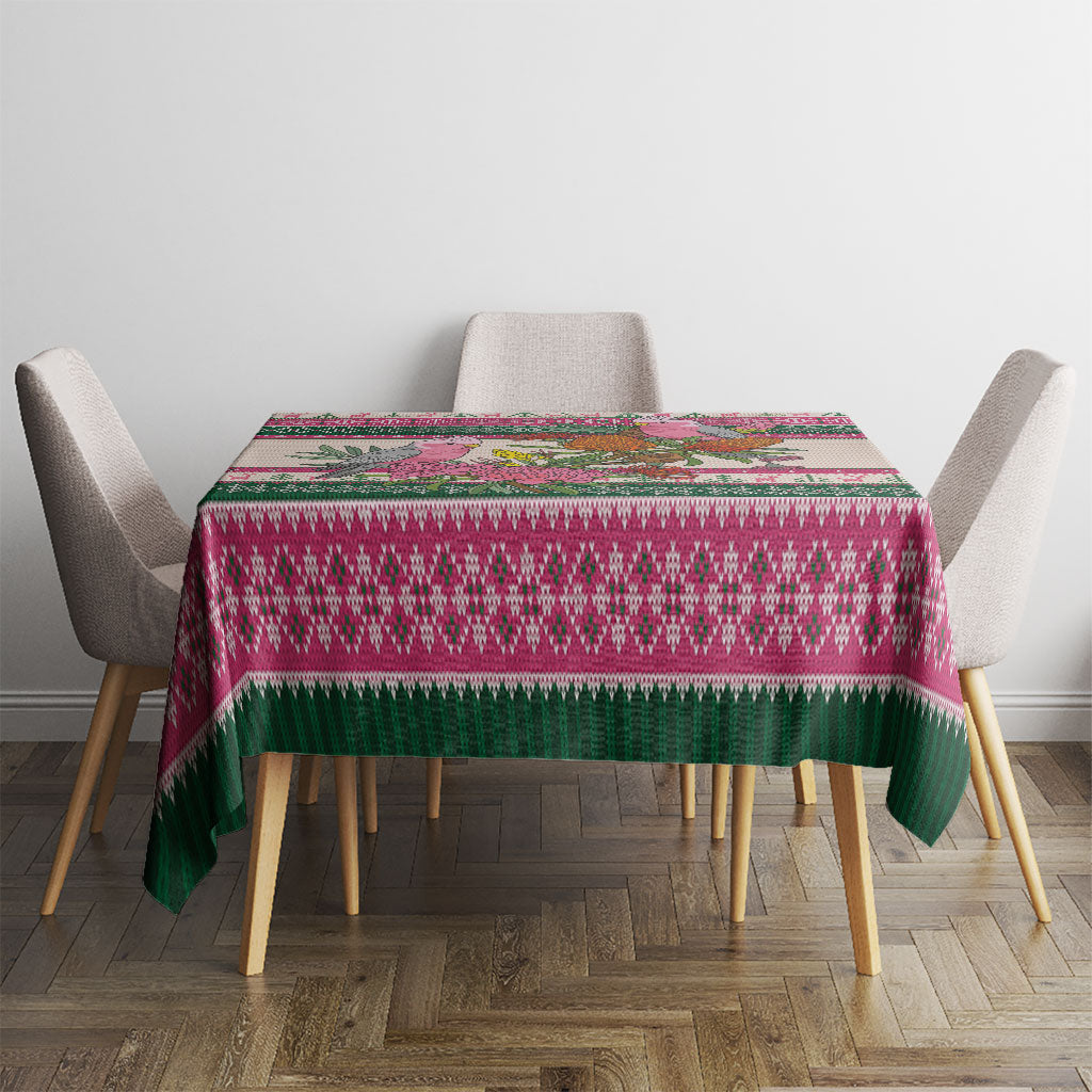 Aussie Galah Christmas Tablecloth Festive Knitted Pattern Inspired
