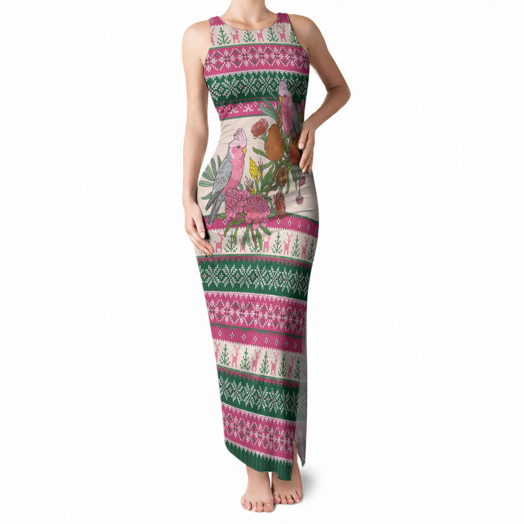 Aussie Galah Christmas Tank Maxi Dress Festive Knitted Pattern Inspired