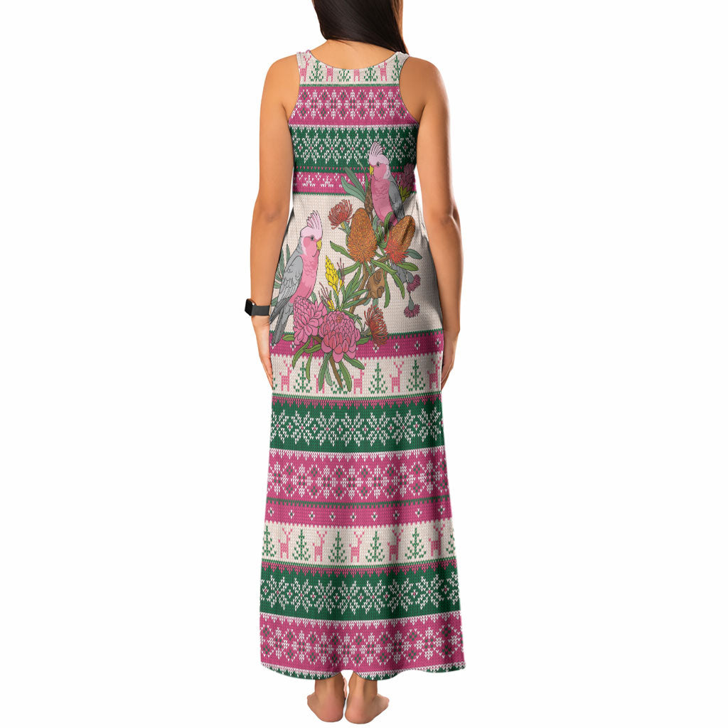 Aussie Galah Christmas Tank Maxi Dress Festive Knitted Pattern Inspired