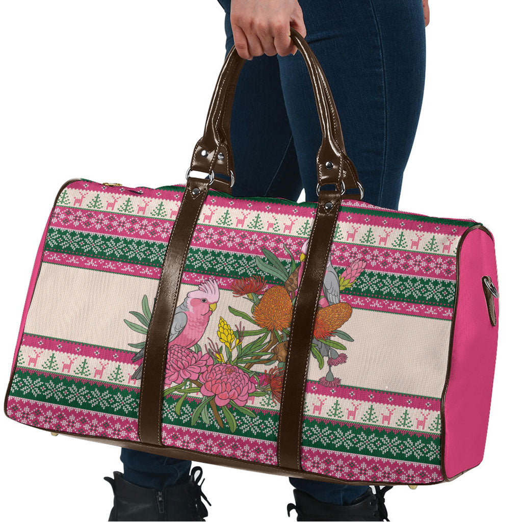 Aussie Galah Christmas Travel Bag Festive Knitted Pattern Inspired