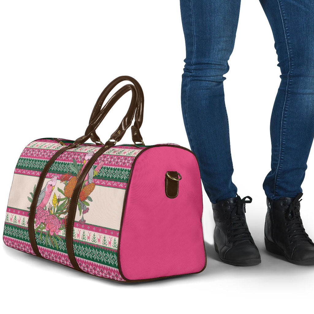 Aussie Galah Christmas Travel Bag Festive Knitted Pattern Inspired
