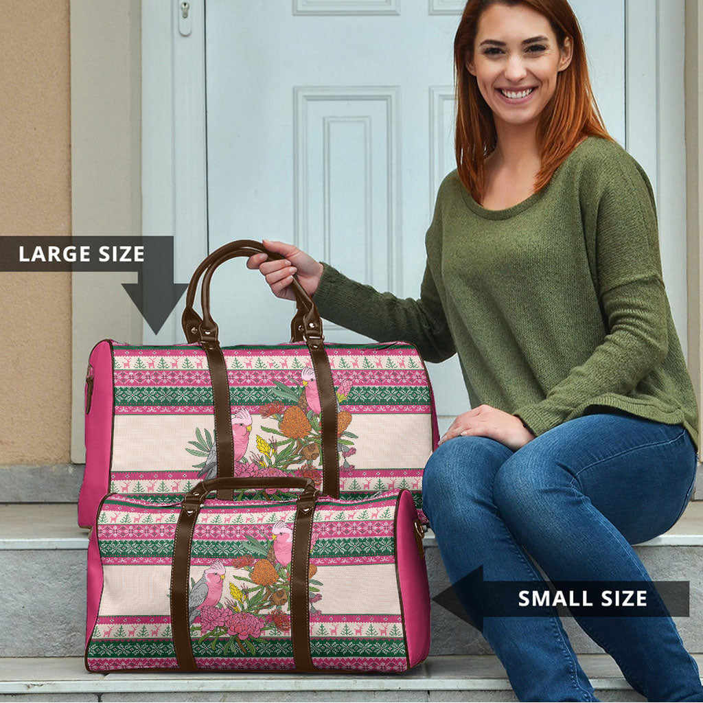 Aussie Galah Christmas Travel Bag Festive Knitted Pattern Inspired