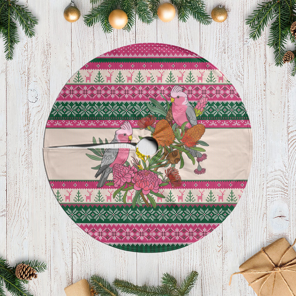 Aussie Galah Christmas Tree Skirt Festive Knitted Pattern Inspired