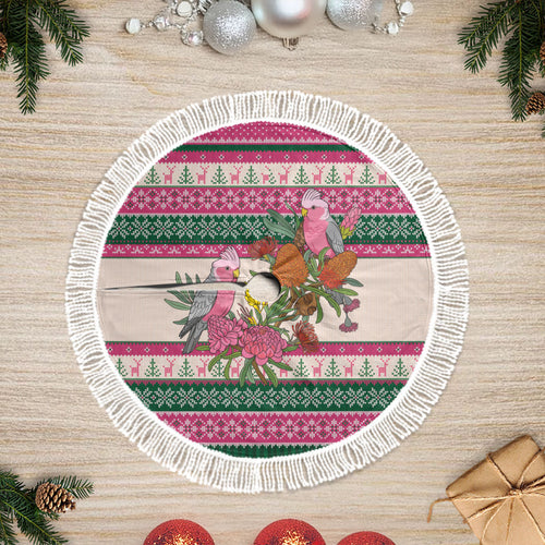 Aussie Galah Christmas Tree Skirt Festive Knitted Pattern Inspired