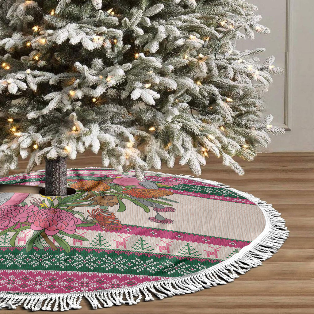 Aussie Galah Christmas Tree Skirt Festive Knitted Pattern Inspired