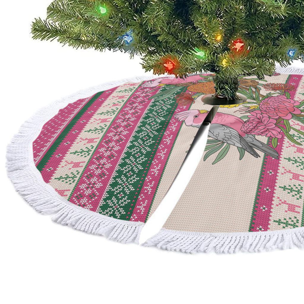 Aussie Galah Christmas Tree Skirt Festive Knitted Pattern Inspired