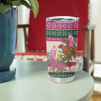 Aussie Galah Christmas Tumbler Cup Festive Knitted Pattern Inspired