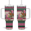 Aussie Galah Christmas Tumbler With Handle Festive Knitted Pattern Inspired
