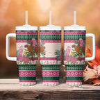Aussie Galah Christmas Tumbler With Handle Festive Knitted Pattern Inspired
