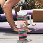 Aussie Galah Christmas Tumbler With Handle Festive Knitted Pattern Inspired