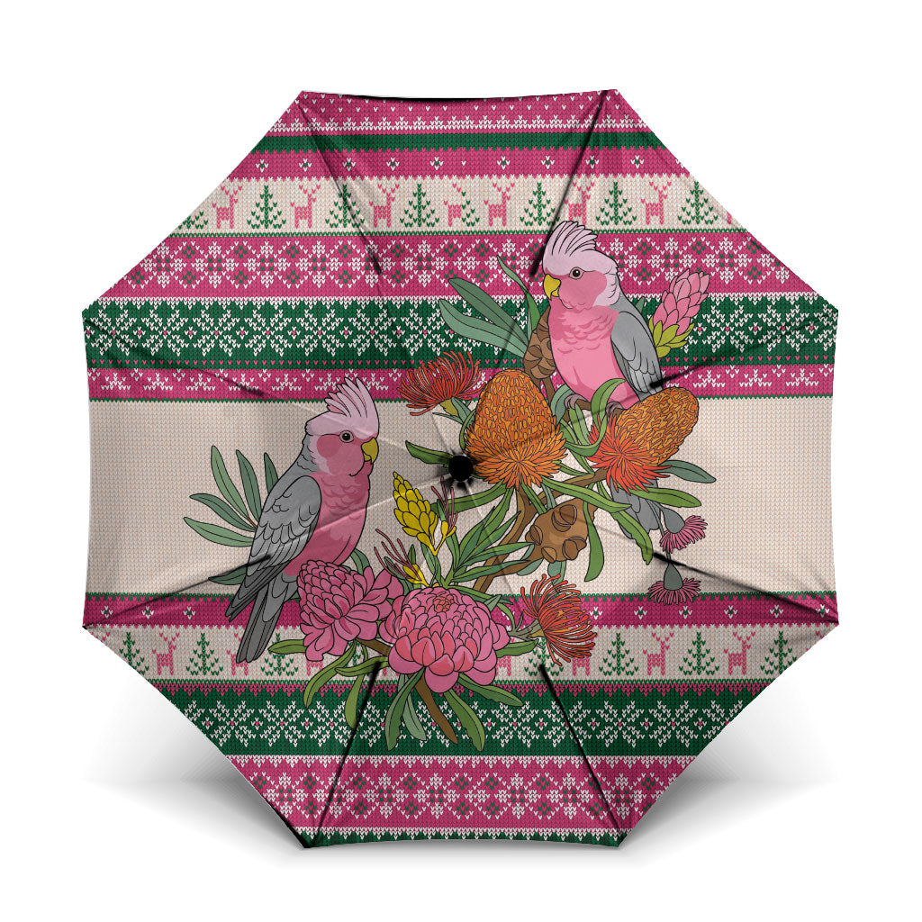 Aussie Galah Christmas Umbrella Festive Knitted Pattern Inspired