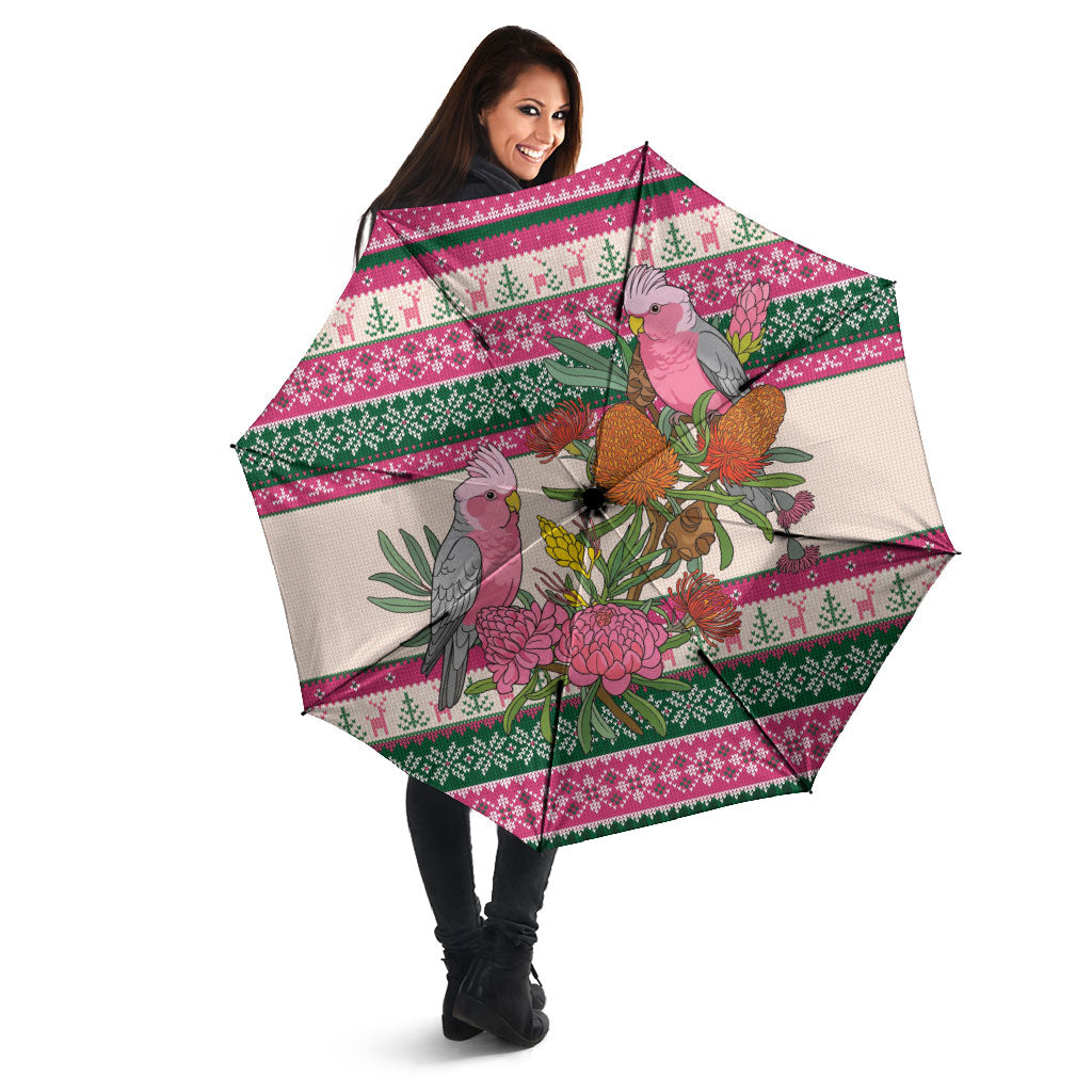 Aussie Galah Christmas Umbrella Festive Knitted Pattern Inspired