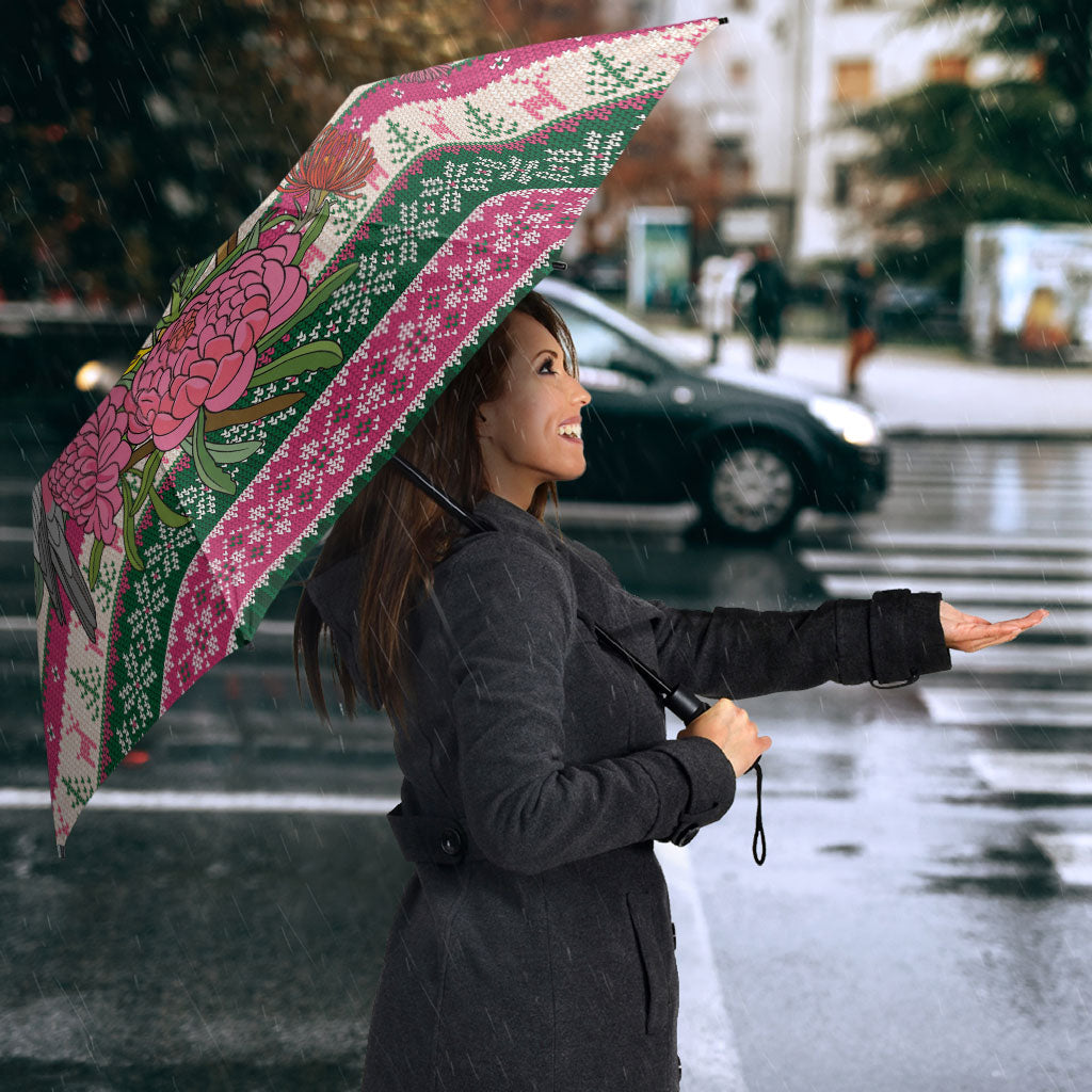 Aussie Galah Christmas Umbrella Festive Knitted Pattern Inspired