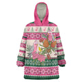 Aussie Galah Christmas Wearable Blanket Hoodie Festive Knitted Pattern Inspired